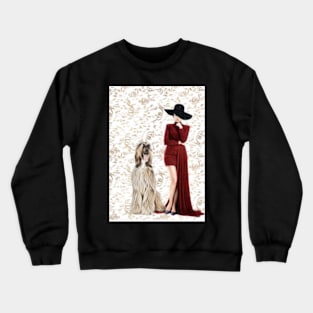 Lady With Afghan Hound Crewneck Sweatshirt